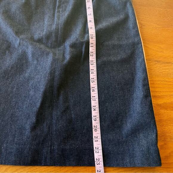 Y2K GAP dark denim midi skirt tan piping belt loops womens size 2 - Picture 6 of 8
